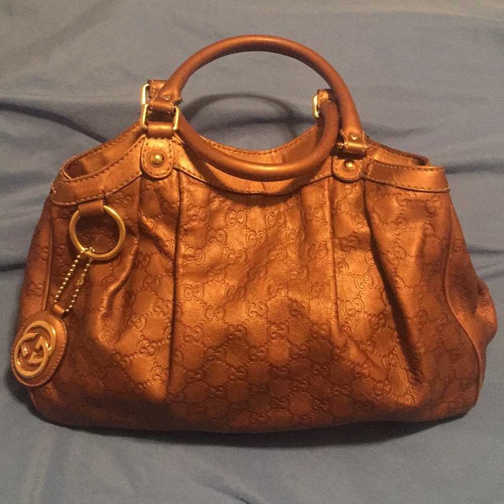 AUTHENTIC GUCCI METALLIC LEATHER SHOULDER BAG